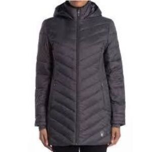 Spyder Black Full Zip Boundless Hooded‎ Long Jacket Puffer Jacket Size XL